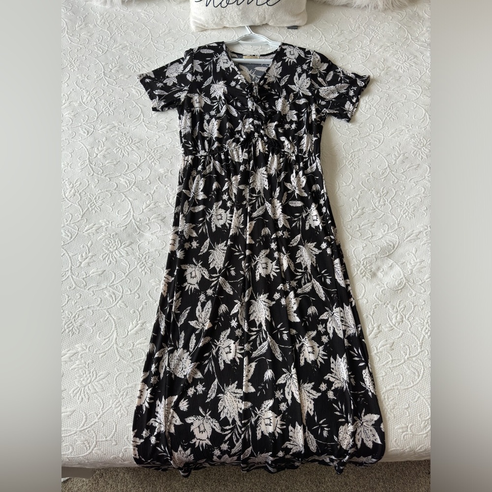 Floral Black and White Dress